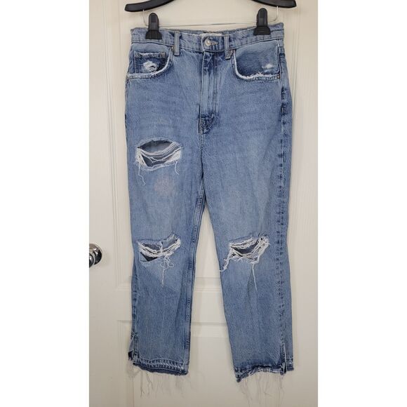 FREE PEOPLE High Rise Destroyed Distressed Denim Jeans - Picture 1 of 4